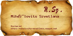 Mihálovits Szvetlana névjegykártya